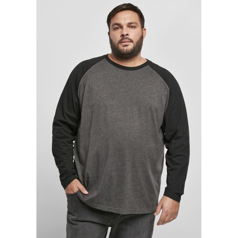 Urban Classics - Raglan Contrast Lange ärmel top - Grau/Schwarz